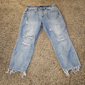 Judy Blue Light Blue Distressed Straight Leg Jeans